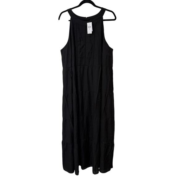 J. Jill Women's Tiered Maxi Dress Black NEW Plus Size 2X Tank High Neck Flowy - Picture 1 of 11